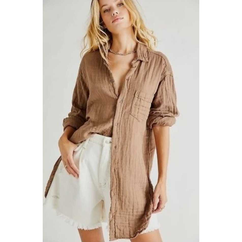 Cp Shades X Free People Marella Double Cloth Button Down Shirt